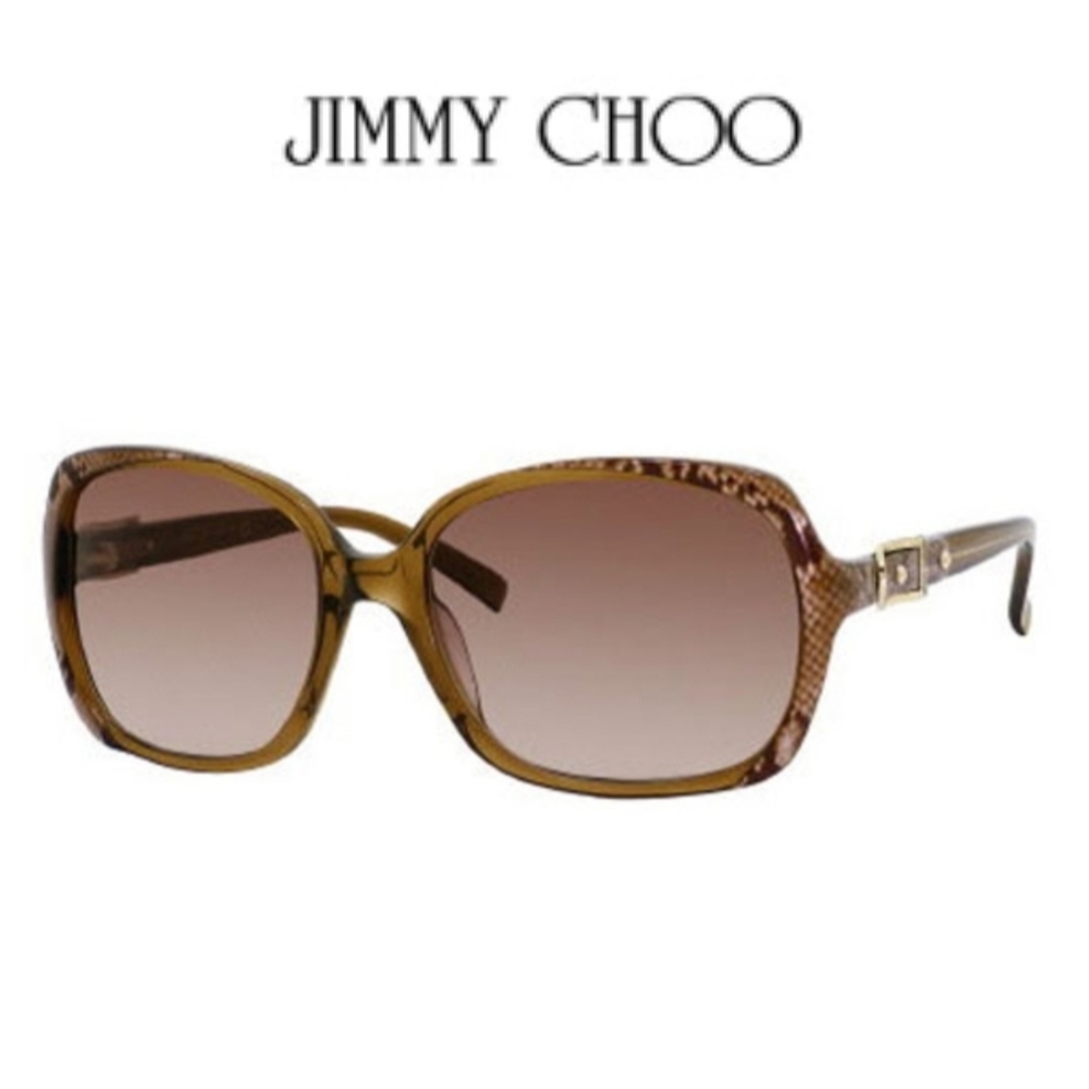 Jimmy Choo Lela/S Gold Snake Brown Sunglasses